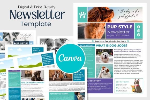 Canva Newsletter Template Dogs and Pets