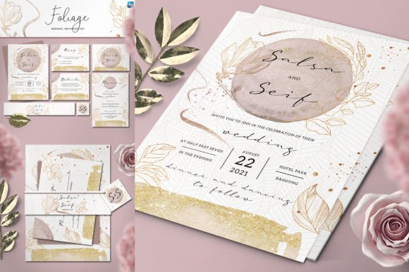 Foliage Wedding Invitation Set: A Complete Suite for Your Celebration
